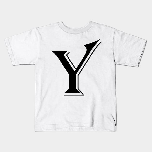 Black letter Y in vintage style Kids T-Shirt by Classical